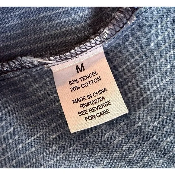 Hester Orchard Shirt Blue Stripe Tencel Western Button Down Sz Med NWT Farmcore - Picture 8 of 12